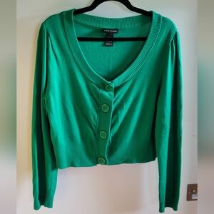 Lane Bryant Green Cropped Cardigan